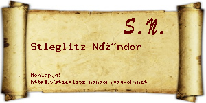 Stieglitz Nándor névjegykártya